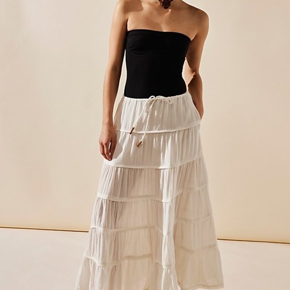 Free People Simply Smitten White Maxi Skirt